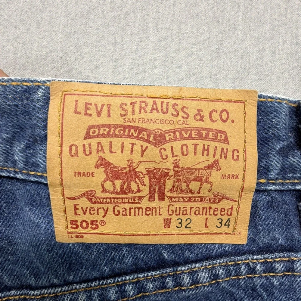 Vintage 90s Levi's 505 Tab Jeans Mens 32x34 (Fits 30x32) Blue Straight Made USA